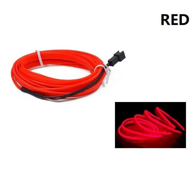 3M Car Cold Light Line LED Car Atmosphere Lamp Flexible Interior Decoration Moulding Trim Strips Light For USB Line Tube