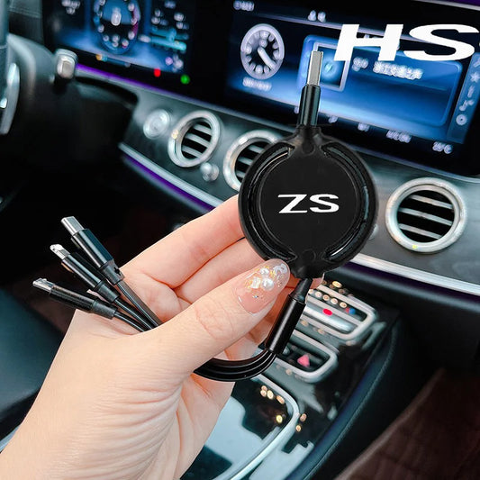 100w Fast Charging Car 3 In 1 Retractable Micro Data Wire USB Type C for Morris Garages MG ZS HS Logo car accessories interior