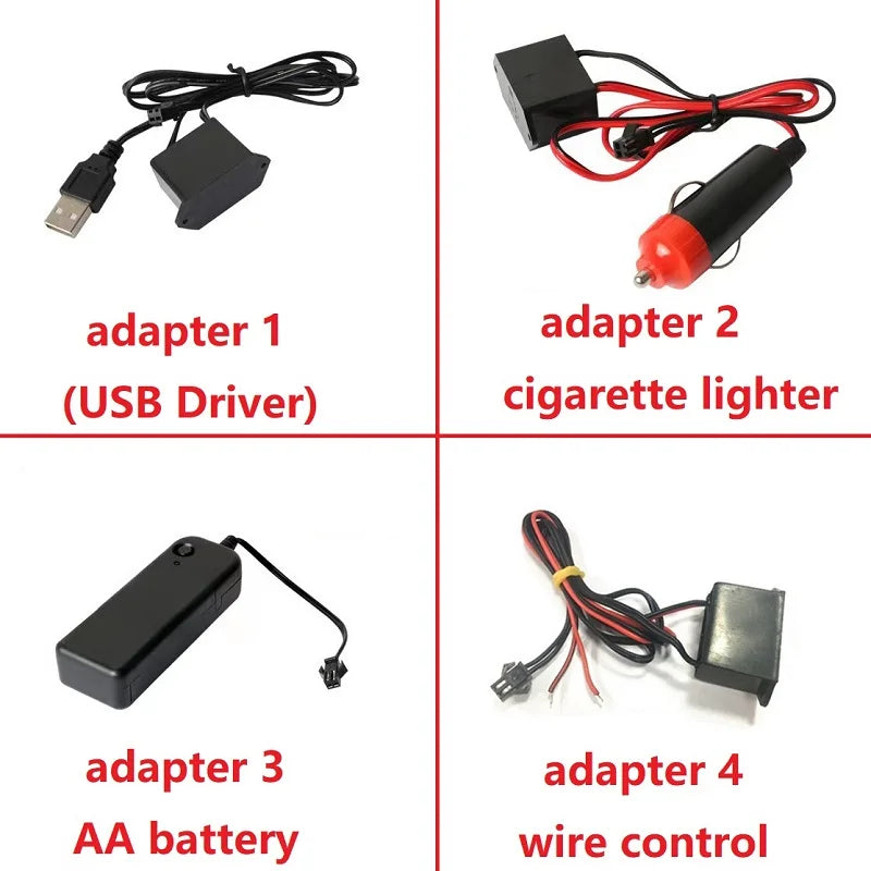 3M Car Cold Light Line LED Car Atmosphere Lamp Flexible Interior Decoration Moulding Trim Strips Light For USB Line Tube